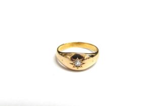 A 15ct gold diamond set gypsy ring, Chester. Size L, 3.3g