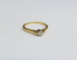 An 18ct gold diamond solitaire ring, 0.10ct approx. Size L, 1.8g