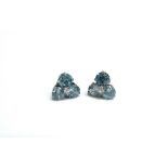 A pair of topaz and diamond earrings for pierced ears, 3.5g