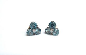 A pair of topaz and diamond earrings for pierced ears, 3.5g