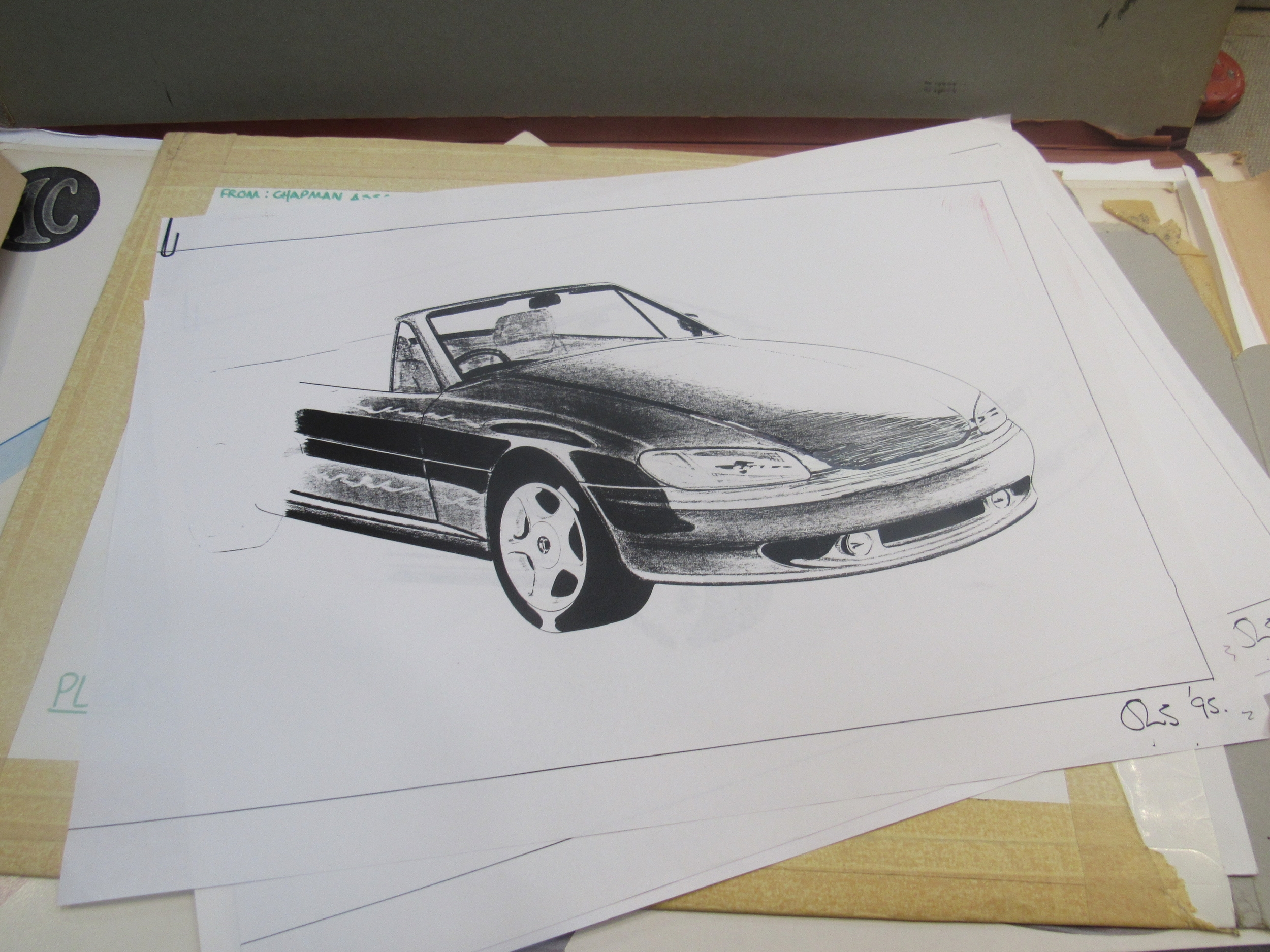 A folder and two mounted designs of AC prototype factory original drawings. Approx. 60 in total - Image 6 of 11