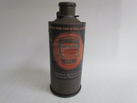 A Morrisol 'Sirrom' engine oil can with bracket