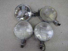 Two pairs of chromed Carello spotlights