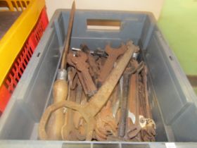 A box of mixed Imperial spanners