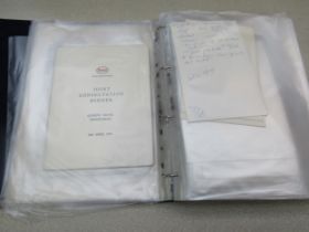 A folder containing various Esso related ephemera including Annual Dinner Menus from the 1950's,