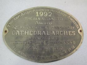 The Ian Allan Railway Heritage Awards brass plaque from 1992 in association with A.R.P.S 40cm x 28cm