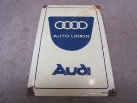A reproduction Audi "Auto Union" enamel sign, 20cm x 30cm