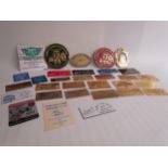A quantity of brass and other car show and rally plaques from the 1990's