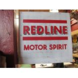 A repainted double sided sign to look like A Red Line Motor Spirit sign, reproduction. 18" x 17.5"
