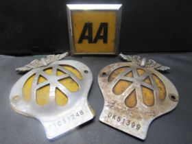 Three AA badges No. 1C31248 and OK51399