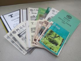 A box of MG related emphemera including T register year books, Bulletin magazines, hand books and