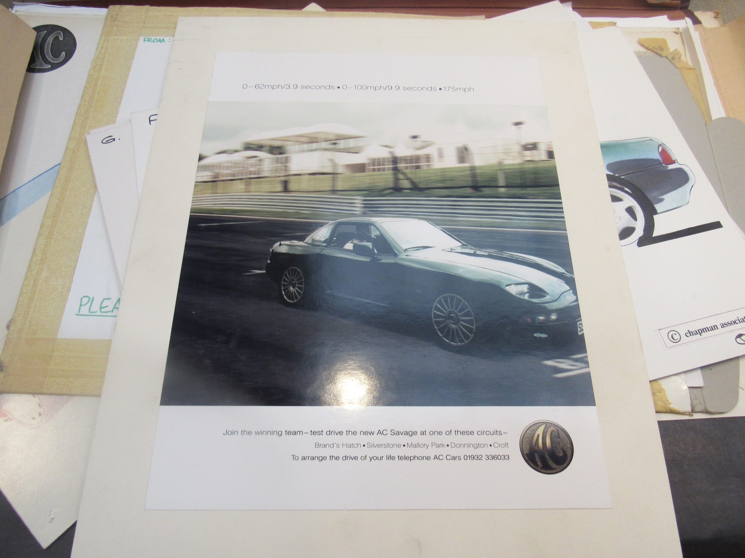 A folder and two mounted designs of AC prototype factory original drawings. Approx. 60 in total - Image 3 of 11