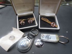 AC Cobra cufflinks, tie clip, lapel pin, badge and keyrings