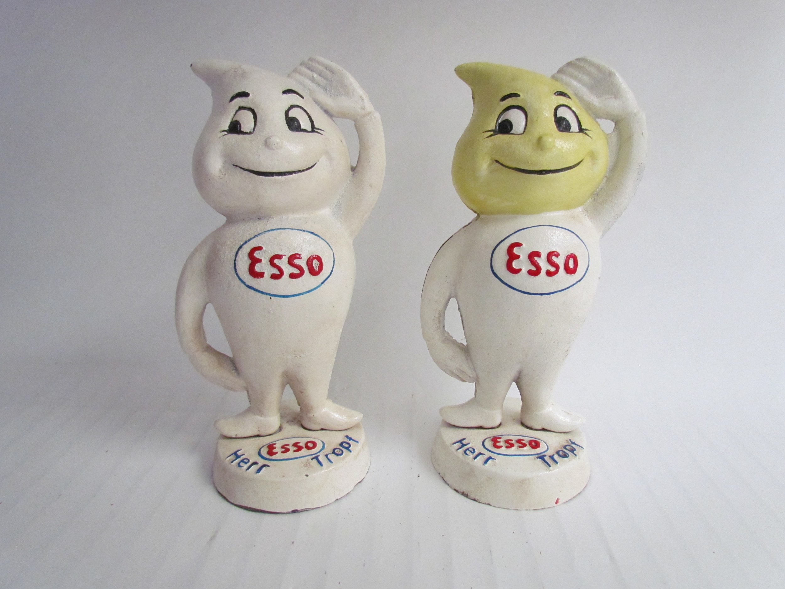 A pair of reproduction cast Esso Mr & Mrs Drip money boxes. "Frau Tropf and Herr Tropf"