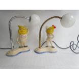 A pair of reproduction ceramic Mr and Mrs Drip desk lamps. Collector's electrical item: Please see