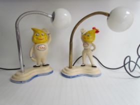 A pair of reproduction ceramic Mr and Mrs Drip desk lamps. Collector's electrical item: Please see