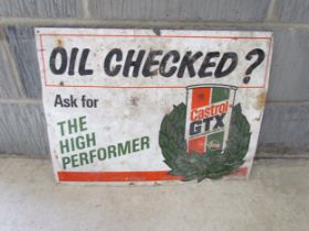 A tin Castrol sign "Ask for the High Performer", 61cm x 48cm