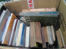 A box of mixed books and manuals including a Haynes MGB manual etc