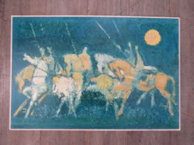 After Nissan Engel (1931-2016) An unframed 1960's art print on board, signed in the plate 'Lancers'.