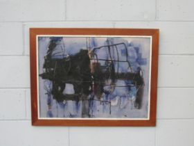 A framed and glazed mixed media on paper, abstract study. Indistinctly signed top left and dated '