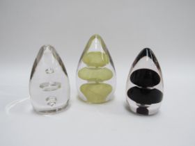 Three Ronald Stennett-Willson designed early Kings Lynn glass Modernist sculptural paperweights with
