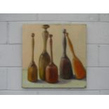 An oil on canvas painting of mallets, signed 'Villa'. 61cm x 61cm
