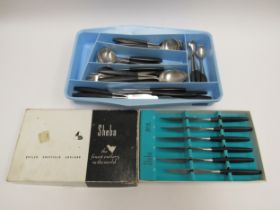 A Butler of Sheffield "Sheba" design cutlery collection including boxed steak knives with Harrods