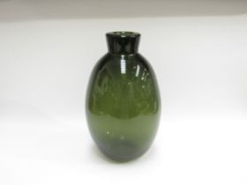 A.D Copier for Leerdam Glass - a large green bottle vase with grit inclusions. Etched marks to