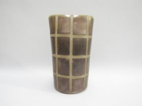 ADAM AARONSON (XX/XXI): A studio art glass vase in caramel colours with foil blockwork detail,