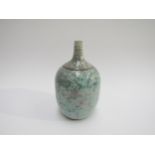 JACQUI WATSON (XX/XXI) A Raku pottery bottle vase, blue crackle glaze, 13.5cm
