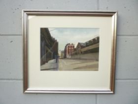 JOHN K. HUTCHINSON (b.1930): A framed and glazed watercolour, Street Scene, monogram bottom right,