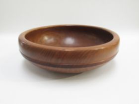 A large and finely turned, signed JR Lister walnut bowl. 37cm diameter