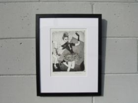 JOHN KIKI (b.1943): A framed and glazed limited edition etching, untitled female dancer. Pencil