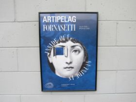 A framed Swedish 2017 design exhibition poster for Fornasetti - 'Inside Out, Outside In'. Image size