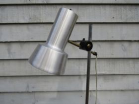 A Danish standard lamp with single aluminium adjustable spot and chrome support