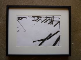 A framed and glazed monotone acrylic on paper. Indistinctly signed bottom middle. Image size 21cm