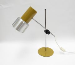 An Italian "Prova" desk lamp in aluminium, chrome and mustard colours