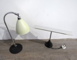 A chromed and painted metal Bestlite desk lamp by Robert Dudley and one other desk lamp (2)