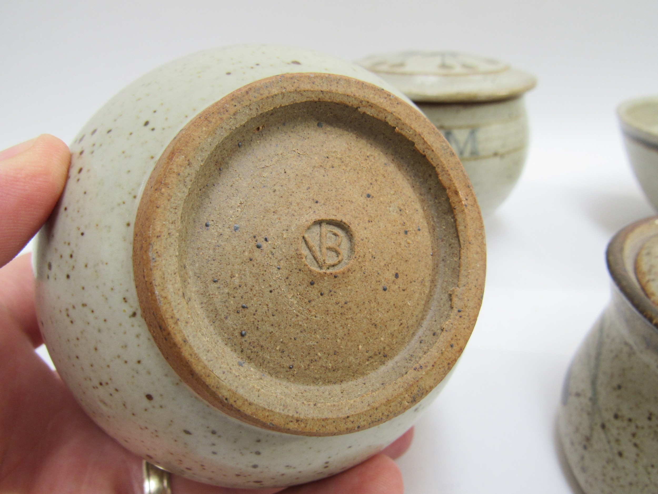 David Leach's Lowerdown Pottery, a preserve jar and two bowls together with two other mid century - Image 3 of 3