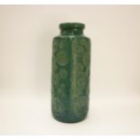 A West German studio pottery floor vase, turquoise with swirled spiral design, numbered 282-40, 41.