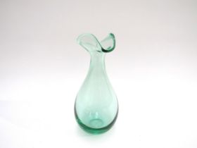 A Per Lutken (1916-1998) Holmegaard green glass vase with etched PL monogram to base and dated 1954,