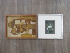 MARIA GEUTEN (1929-1998): A framed oil on board, Cubist style study. Signed, 27cm x 37cm plus a