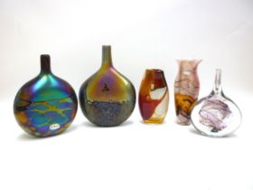 A collection of Gozo, Phoenician and Mdina glass to include lollipop vases, red Mdina twisted