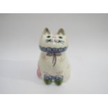 A Joan De Bethel hand painted pottery cat, unmarked. 21cm high