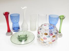 A collection of glass vases including Scandinavian, Aseda and Orrefors plus Sklo Union including Max