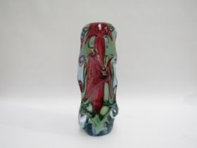 A Czech art glass vase by Jan Beranek for Skrdlovice in red and green, encased in pale blue. Small