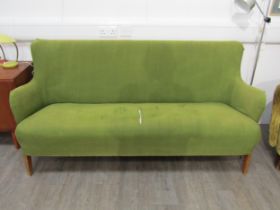 A 1940's Danish three seater sofa in original meadow green upholstery. 177cm x 73cm x 86cm high