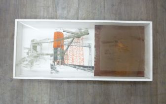 KATHLEEN HERBERT (XX/XXI) A box framed mixed media Industrial study titled Avonmouth Docks and