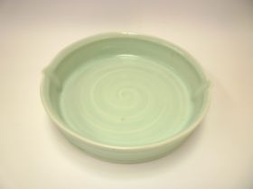 ANTJE ERNESTUS (b.1958, Norfolk Potter) A large studio porcelain shallow bowl with a pale blue