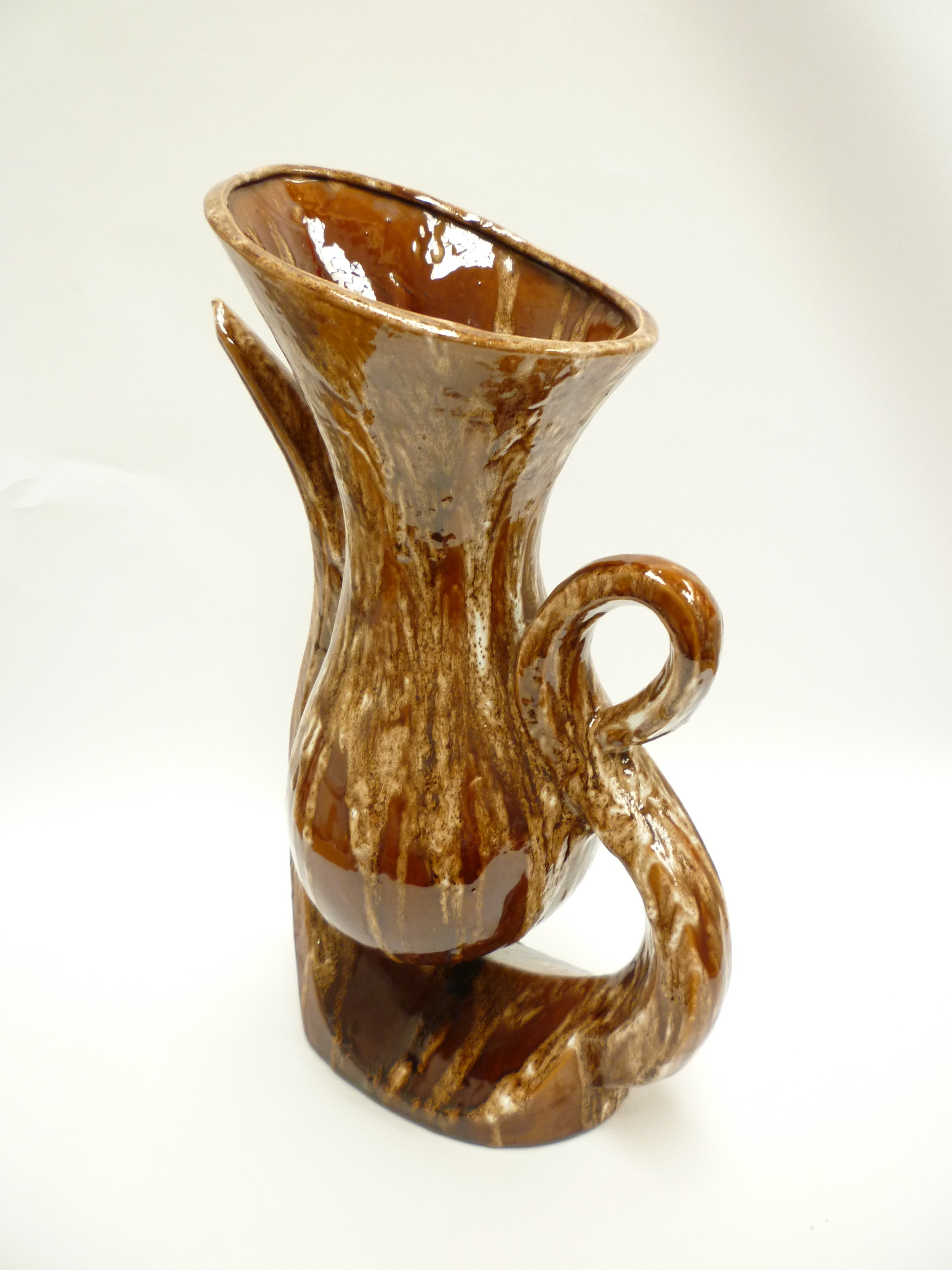A Vallauris Pottery stylised large vase with treacle glaze. 53cm high - Image 2 of 3